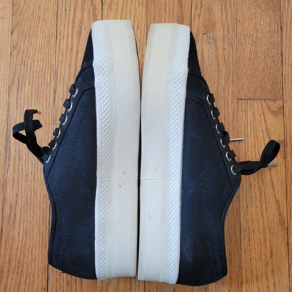 Michael Kors Black Canvas Platform Chunky Sneakers Lace Up‎ Low Top Shoes 9M